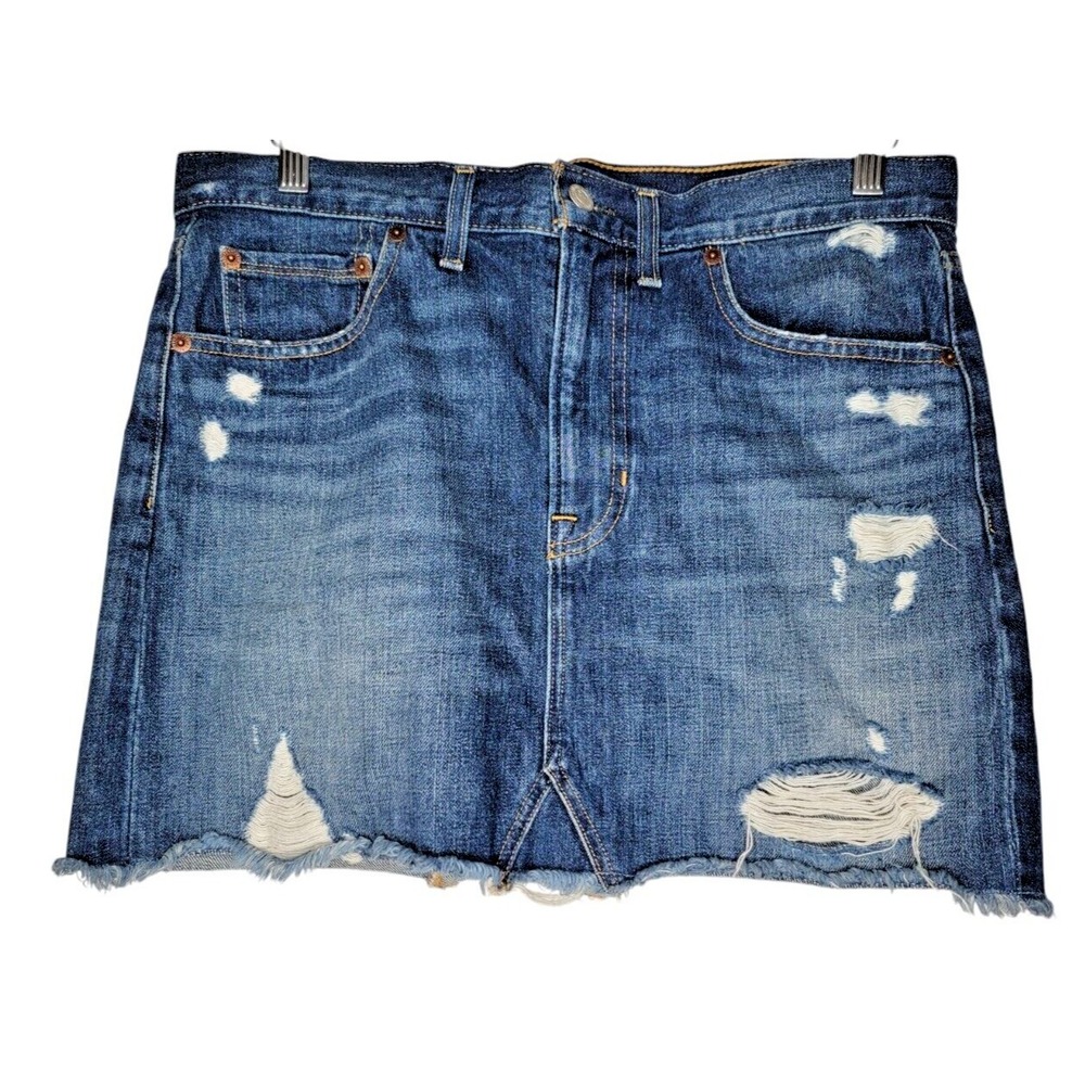 Frye Priva Women's Distressed Blue Jean Denim Skirt Size 28
